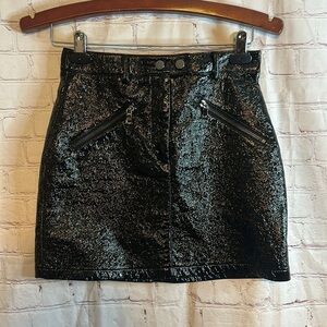 I.AM.GIA Jagger Black Faux Patent Leather Moto Zip Mini Skirt Size S Small